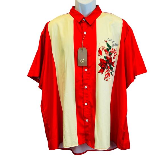 Hard Daddy Christmas Greetings Rockabilly Stripe Aloha Shirt Size 3XL - Picture 1 of 6